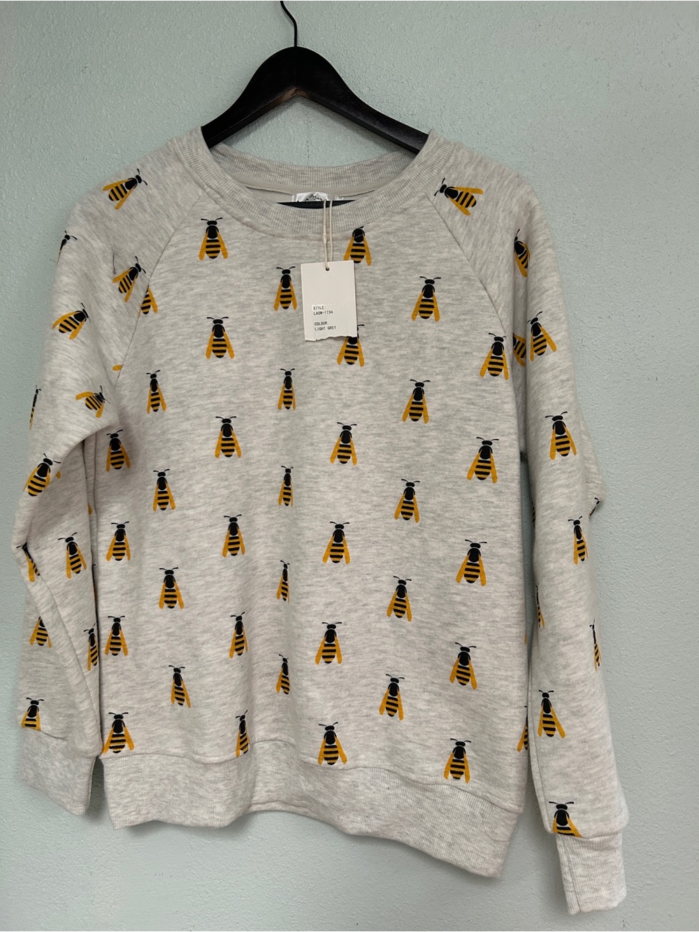 Gray Bee-Print Crewneck Sweater - Women